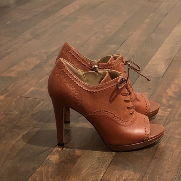 Open toe Oxford high heel shoe - Picture 2 of 9